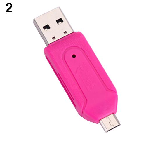 

Новый универсальный кардридер 2-в-1 USB OTG Micro USB TF SD для ПК и телефона розовый