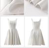 Elegant Women's Spaghetti Strap Waist-Cinched White Long Dress - Early Spring 2026 Collection, Romantic & Formal Design