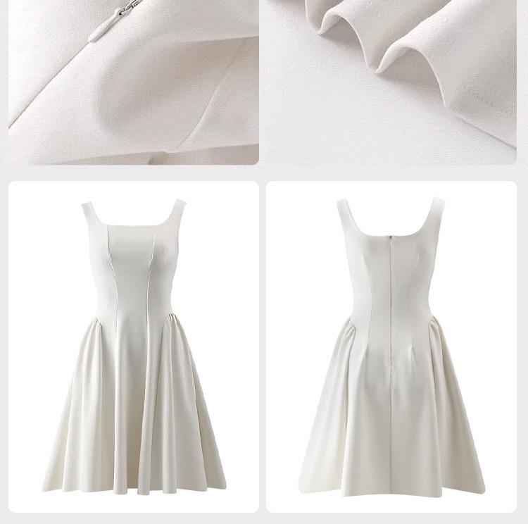 Elegant Women's Spaghetti Strap Waist-Cinched White Long Dress - Early Spring 2026 Collection, Romantic & Formal Design