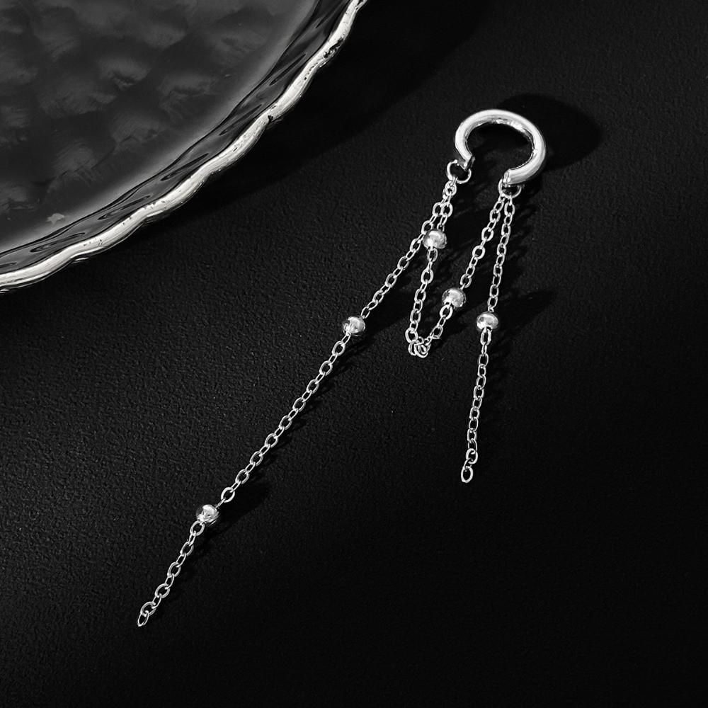 Temperament Imitation Pearl Clip Earrings Pearl Metal Chain Ear Cuff Ear Clip  For Women