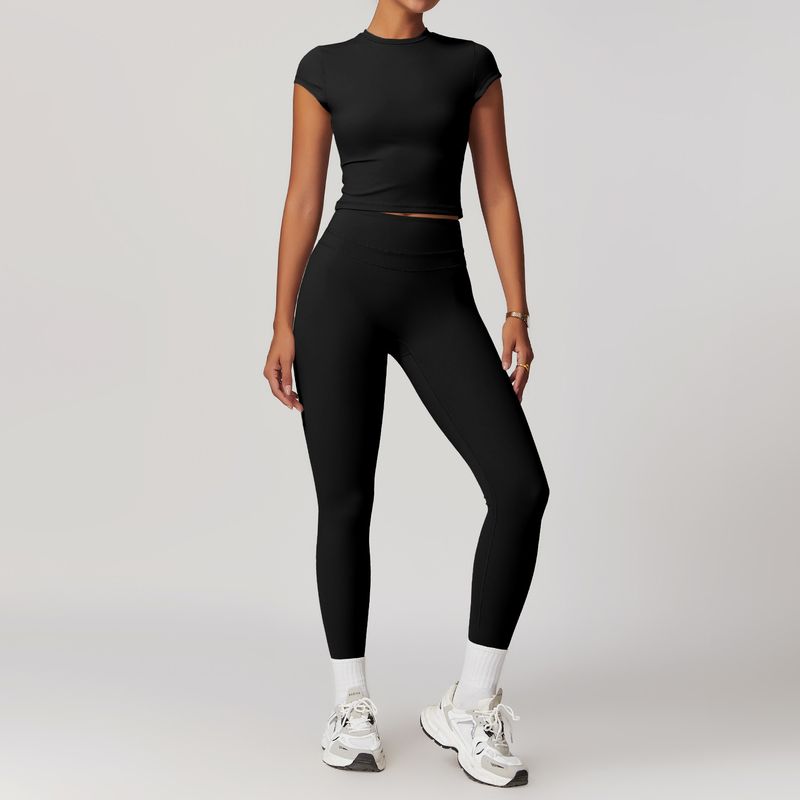 Guangzhou Zechuang Clothing Co., Ltd. Brushed Tight Back Yoga Suit Stretch High Waist Workout Clothes for Women Running