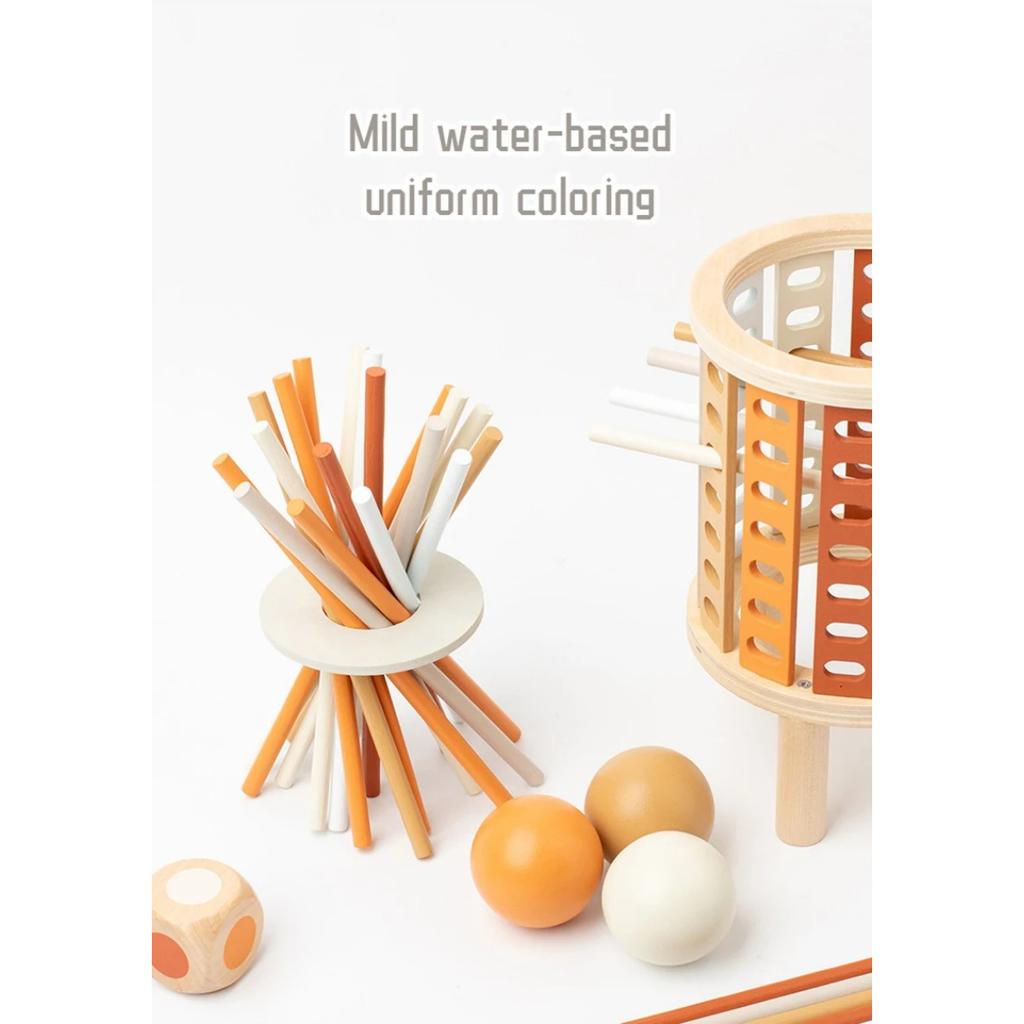 Kids Balance Tower Pick Up Wooden Sticks Social Board Game Logic Thinking Challenge Brain Game Math Count Intellectual Toy Gift