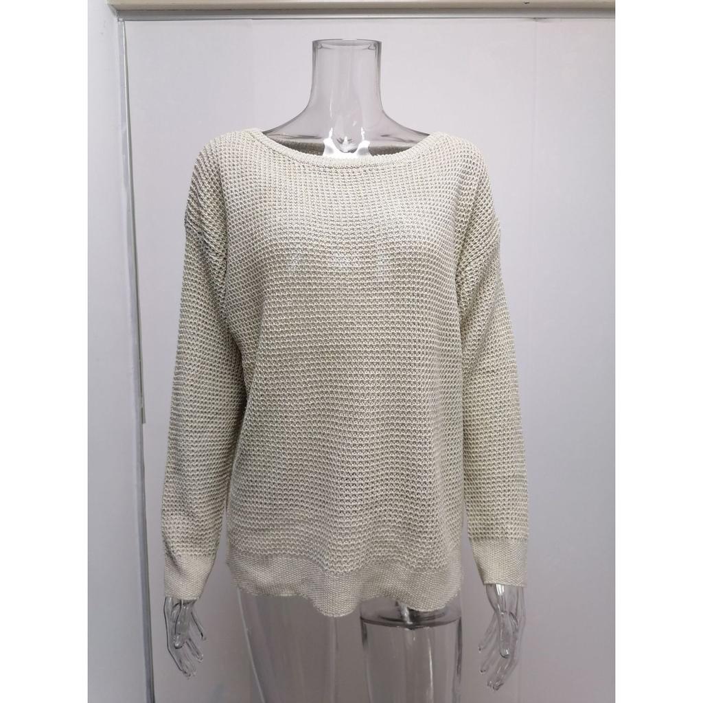 Women's Autumn and Winter Solid Color Long Sleeve Round Neck Loose Sweater