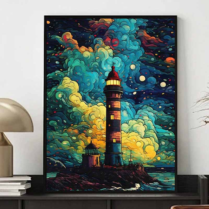 DIY Diamond Painting Lighthouse Cross Stitch Kit Mosaic Art Diamond Painting Full Circle Diamond Home Decoration
