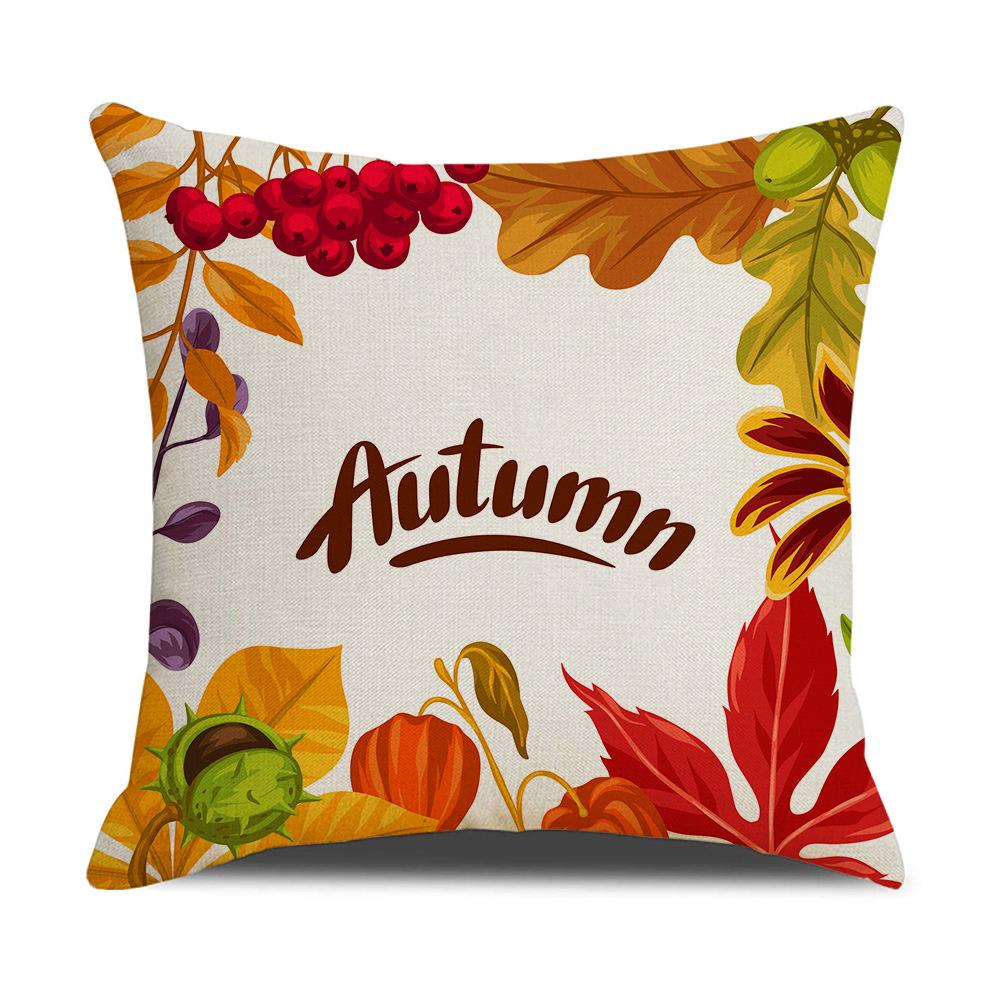 Harvest Series Cushion Cover Yellow Autumn Pumpkin Maple Leaf Pillow Cushion Cover Home Cushion Cover