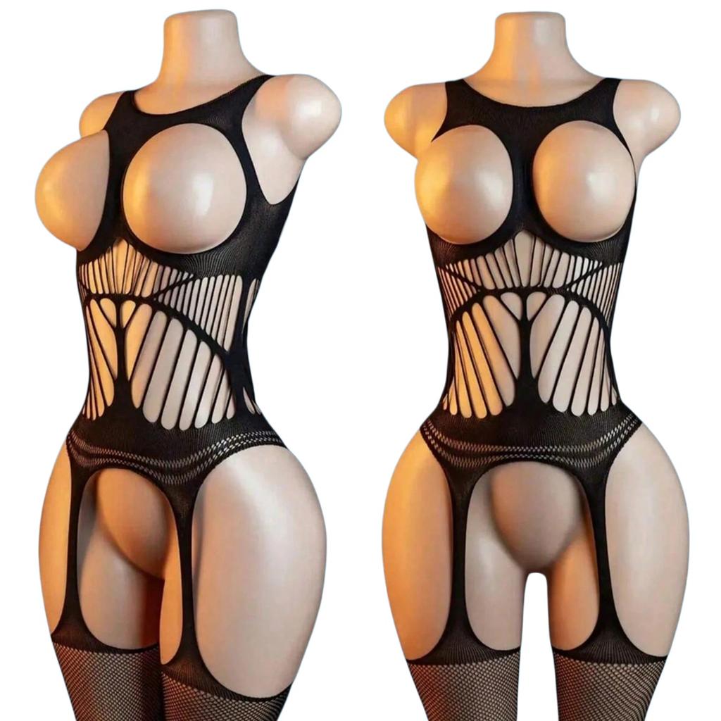Open Crotch Babydolls Women Sexy Adult Fishnet Mesh Body Stockings Lingerie Catsuit Transparent Erotic Clothing Bodysuits