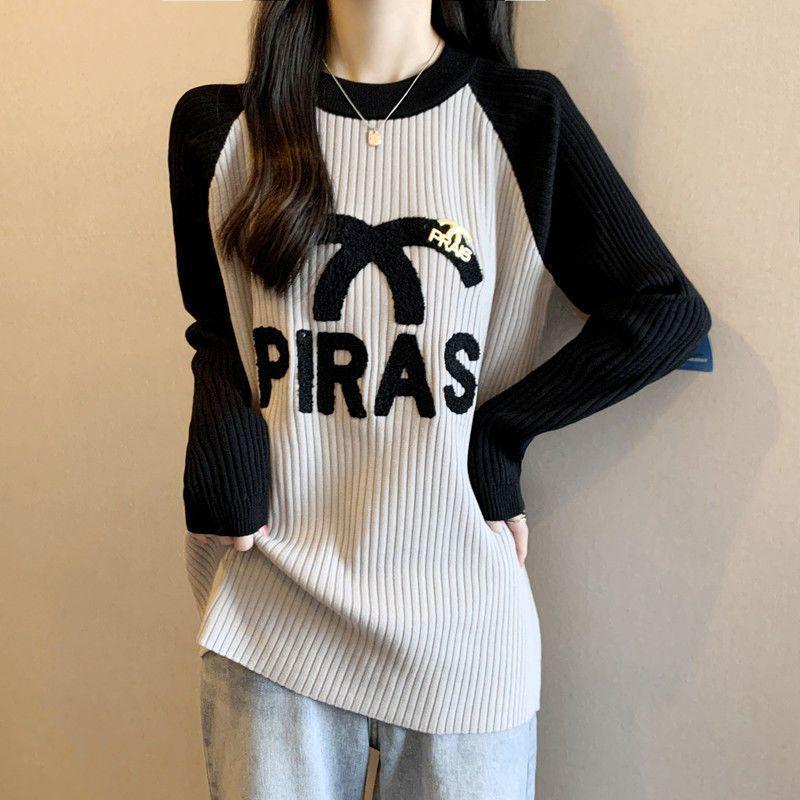 

Plus Size Ribbed Embroidery Long Sleeve Women s Autumn Winter Slimming Warm Base Layer Top 4XL серый