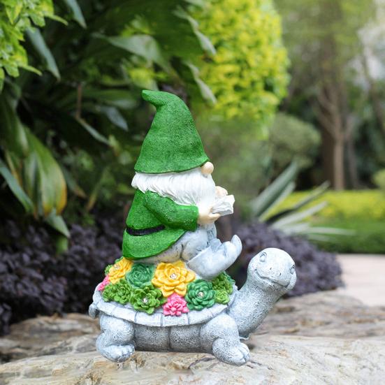 Ornamento Da Giardino A Energia Solare – Statua Cucciolo Con Rana Cowboy, Resina Impermeabile 33 Cm, Regalo Per Mamma
