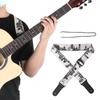 Leder Schultergurt Schwarz Weiß Bedruckt Verstellbare Länge Langlebig für Bass Folk Gitarre