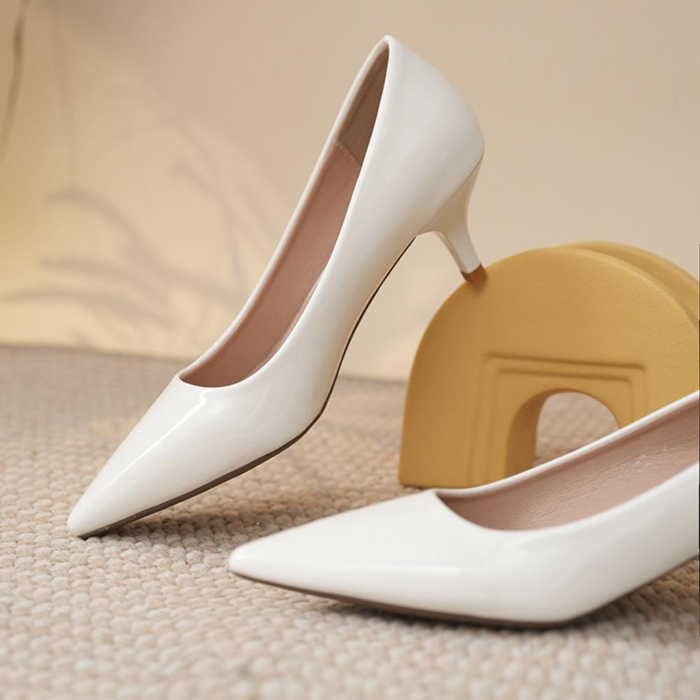 Professional High Heels Women's Pointed Head Shallow Mouth Large Size Single Shoes Black Medium Heel Dress Work Shoes Women