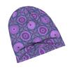 Retro Modern Design 14 1 Three Dimensional Grid with Purple Flowers Modern Adult Beanie Designed To with Laid Back Street Style Or Elevate Easy Outfit