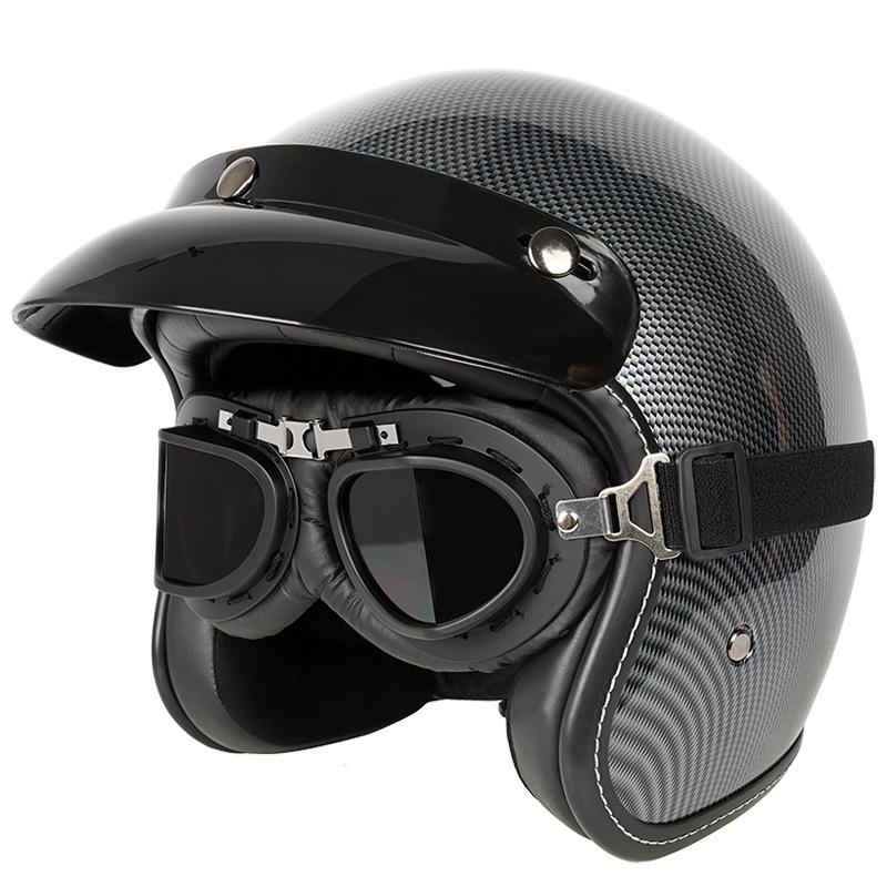 Casco de motocicleta Harley Prince Cruiser retro con certificación 3C, de cuero, para hombre y mujer, para todas las estaciones, para motocicleta eléctrica, 3/4/5