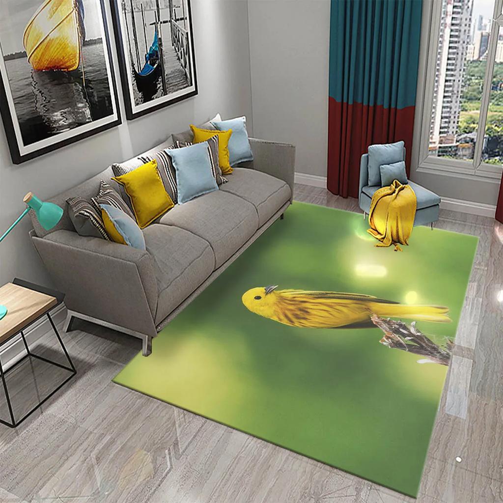 3D Cute Bird Carpet Beautiful Animal Forest Rug for Living Room Bedroom Sofa Kitchen Bathroom Doormat Non-slip Floor Decor Mat