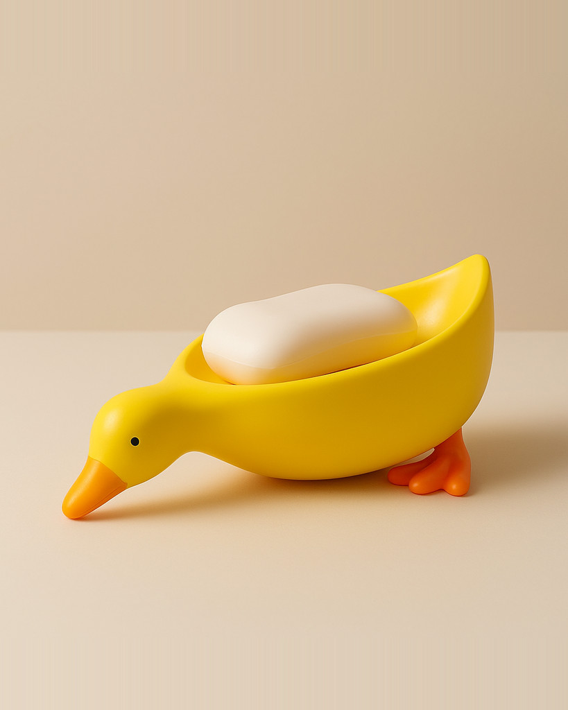 Duck Soap Box Cute Cartoon Duck Shape Self-Draining Soap Dish Open Design Soap Dish for Shower Bathroom Toilet