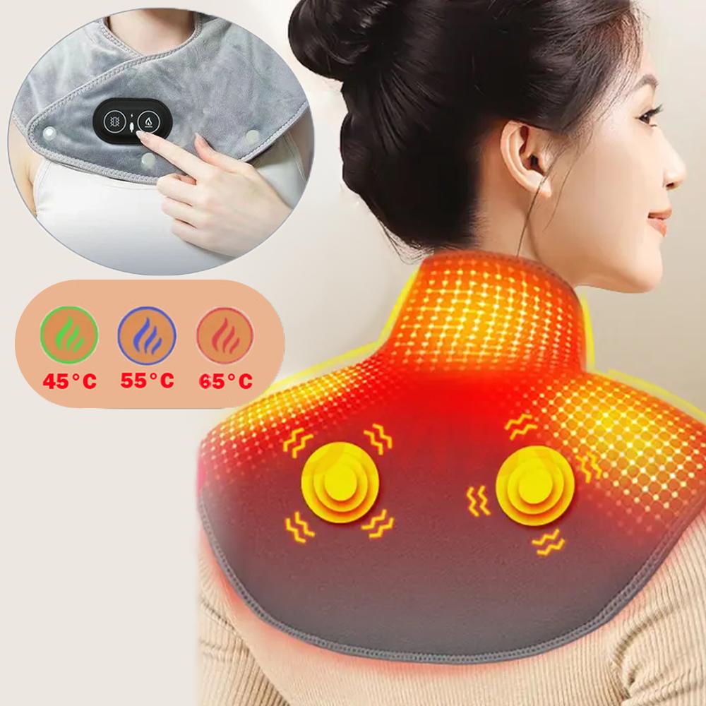 Electric Heating Shoulder Neck Pad Three Gear Hot Compress Cervical Shawl Neck Muscle Massager Back Relax Brace Household Office