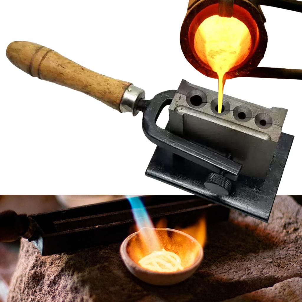 Reversible Schmuckbarrenform 4 Lochgröße Gießen Metalltiegelform Gussbarrenform zum Schmelzen Gießen Raffinieren von Metallen