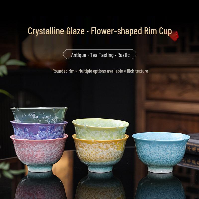 Exquisite Crystalline Glaze Ceramic Tea Cup Set - Gongfu Style for Elegant Tea Tasting