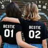 Bestie 01 Shirts Beste Freunde T-Shirts für 2 BFF T-Shirts Passende Freunde Baumwollshirts Weihnachtsgeschenk Mode Damenbekleidung Buchstaben Top
