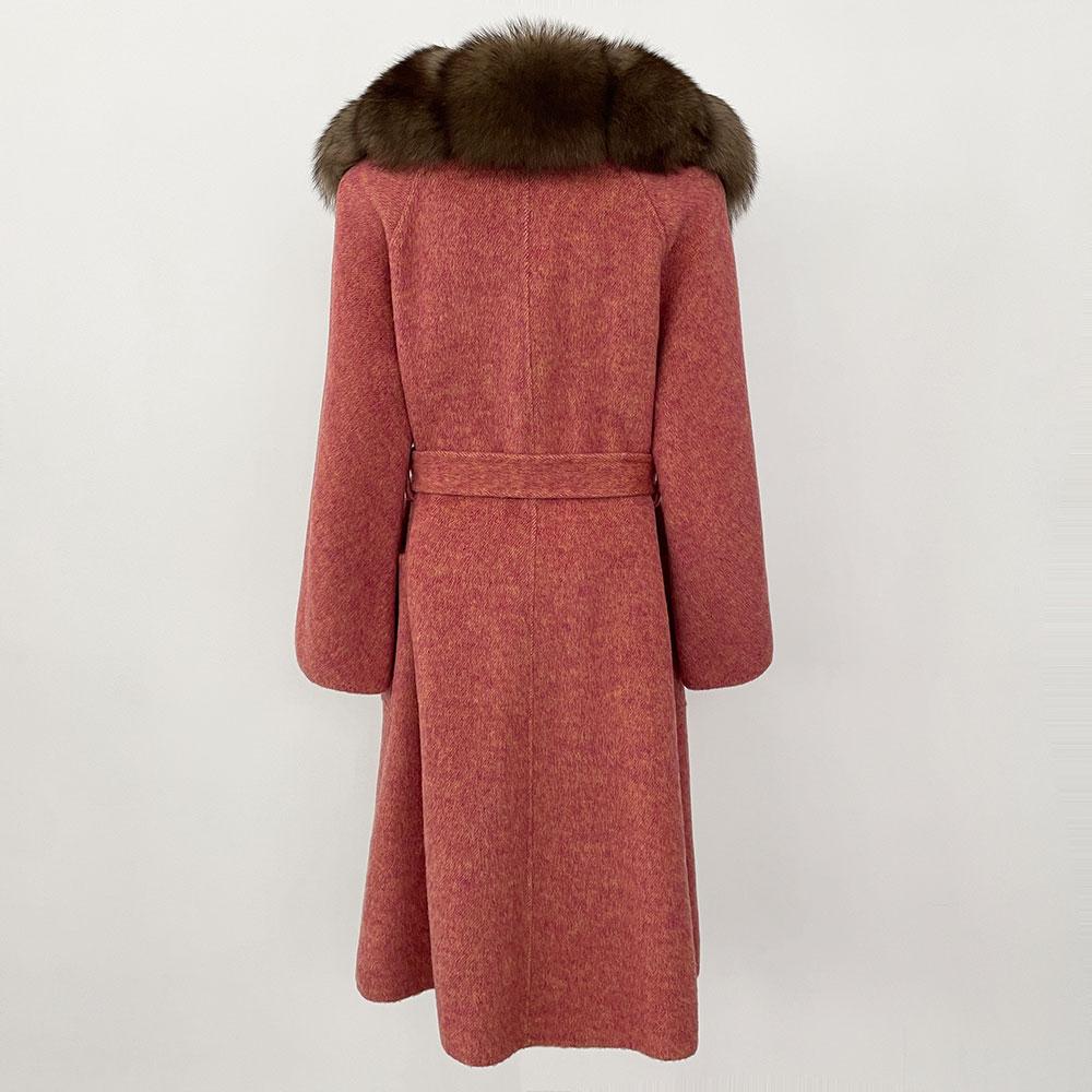 OFTBUY2024 Ekte Ull Kaninpels Kvinner Kåpe Naturskinn Mulberry Silkejakker X-lange Varm Tykk Turn-down Krage Overwear