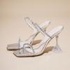 Fashion New Summer Sexy Fashion Open Toe Women's Sandals Water Diamond Shining Square Headed Banquet Women's High Heels Large Design