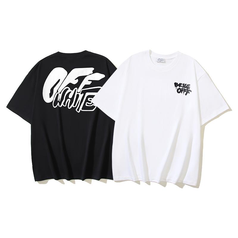 1179 Off-White 2026 Summer New Curved Letter Pattern Round Neck Pullover Short Sleeved Men's and Women's T-shirt
