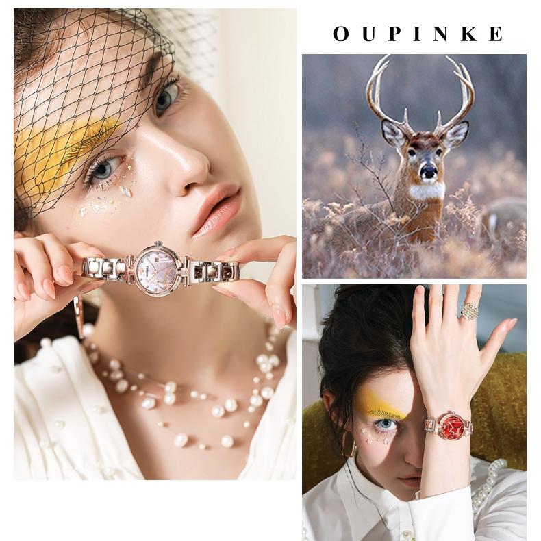 OUPINKE Klokker Motemerke Automatisk Mekanisk Klokke Vanntett Dameklokke