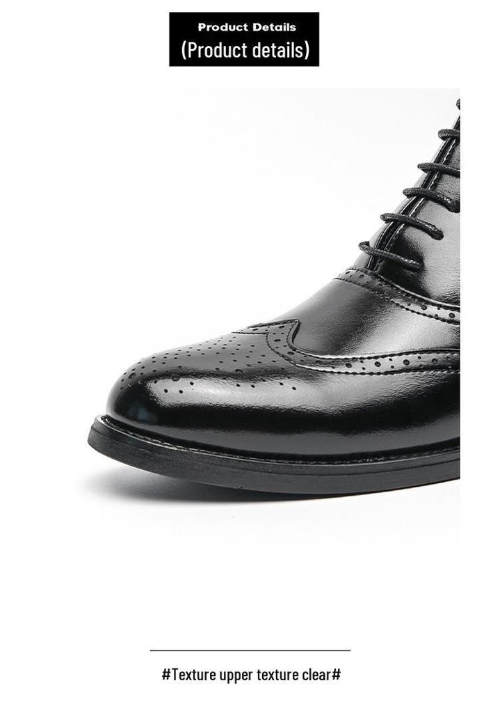 Men's High-Top Leather Pointed Toe Boots - Formal Casual Large Size Fashionable Short Martin Boots for Autumn.