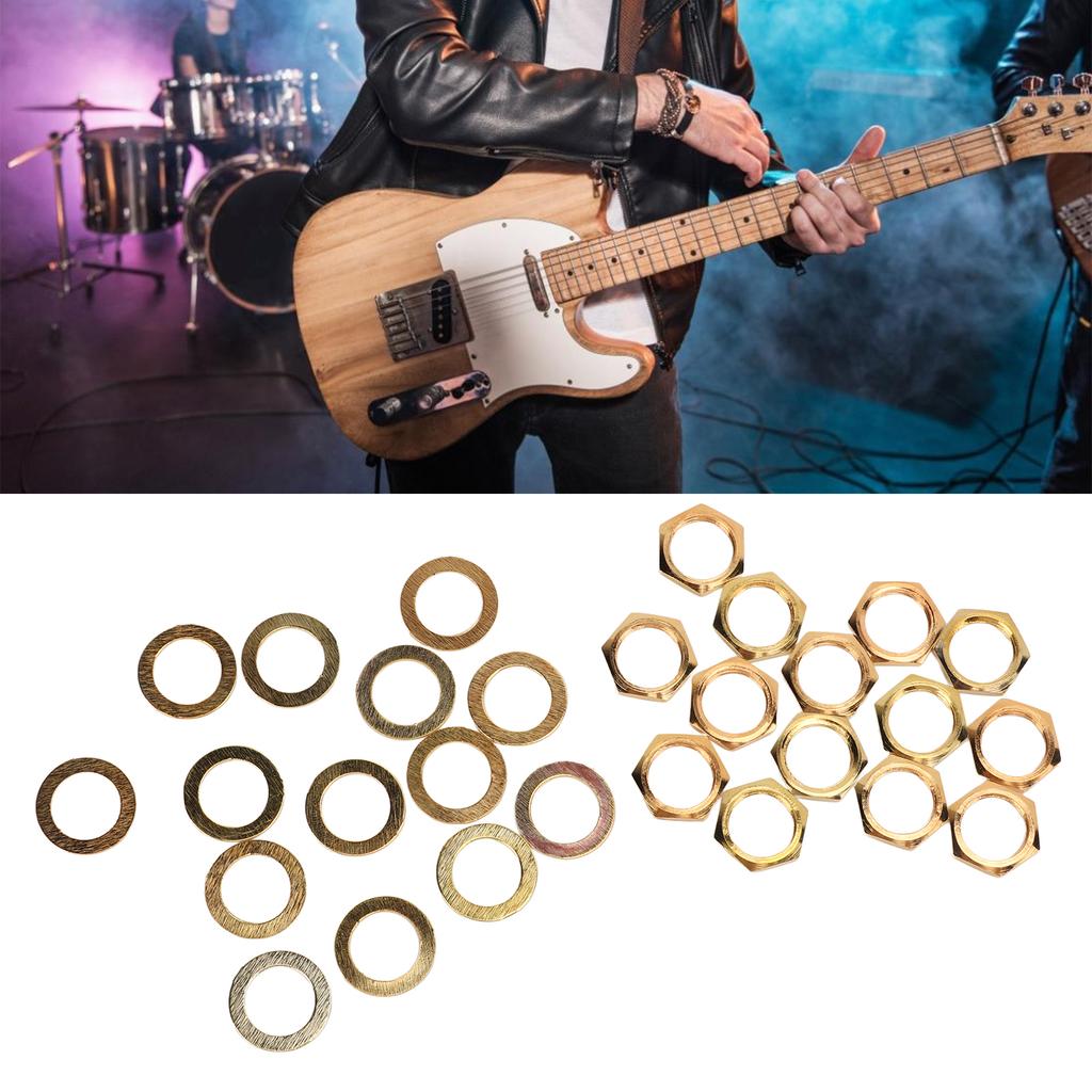 G3Celsius8 Female Thread Nuts Metal Washer Kit Instrument Fasteners for Electric Guitar Bass
