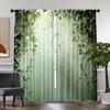 2PC Green Vine Leaf Curtains Jungle Botanical Print Light Filtering Drapes Nature Bohemian Home Decor for Living Room Bedroom