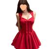 Elegant French Rose Bow Knot Dress - Slimming Waist, Summer Short Skirt for Special Occasions