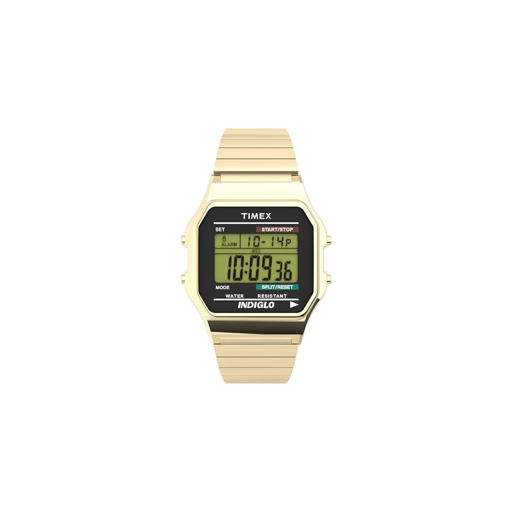 Timex Classic Digital Unisex Watch Gold T78677 Retro Style Water Resistant