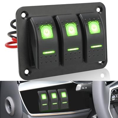 EIN/AUS-Leuchten Autozubehör mit Symbolaufkleber Auto LKW Marine Schiff Leistungsschalter DC 12V/24V 3 Gang Rocker Switch Panel