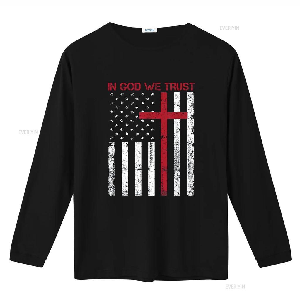 In God We Trust with Patriotic Vintage American Flag T Shirt Vintage Washed Designer Clothes Comfortable Stretched Unisex