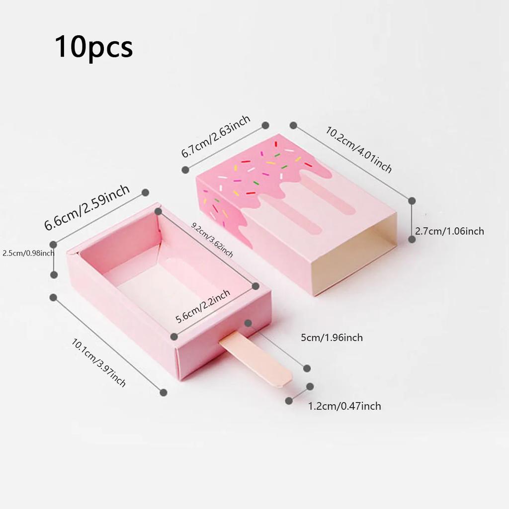 5pcs/10pcs - Creative Cartoon Ice Cream Shape Folding Packaging Box Ice Cream Drawer Gift Box