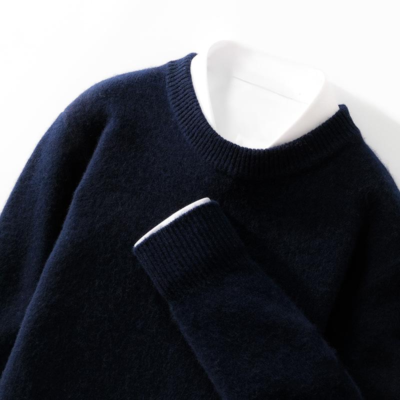 Mens Seven-pin Thick Round Neck Sweater for Womens Autumn and Winter Latest Skin-friendly and Warm Sweater Simple and Versatile Base Top