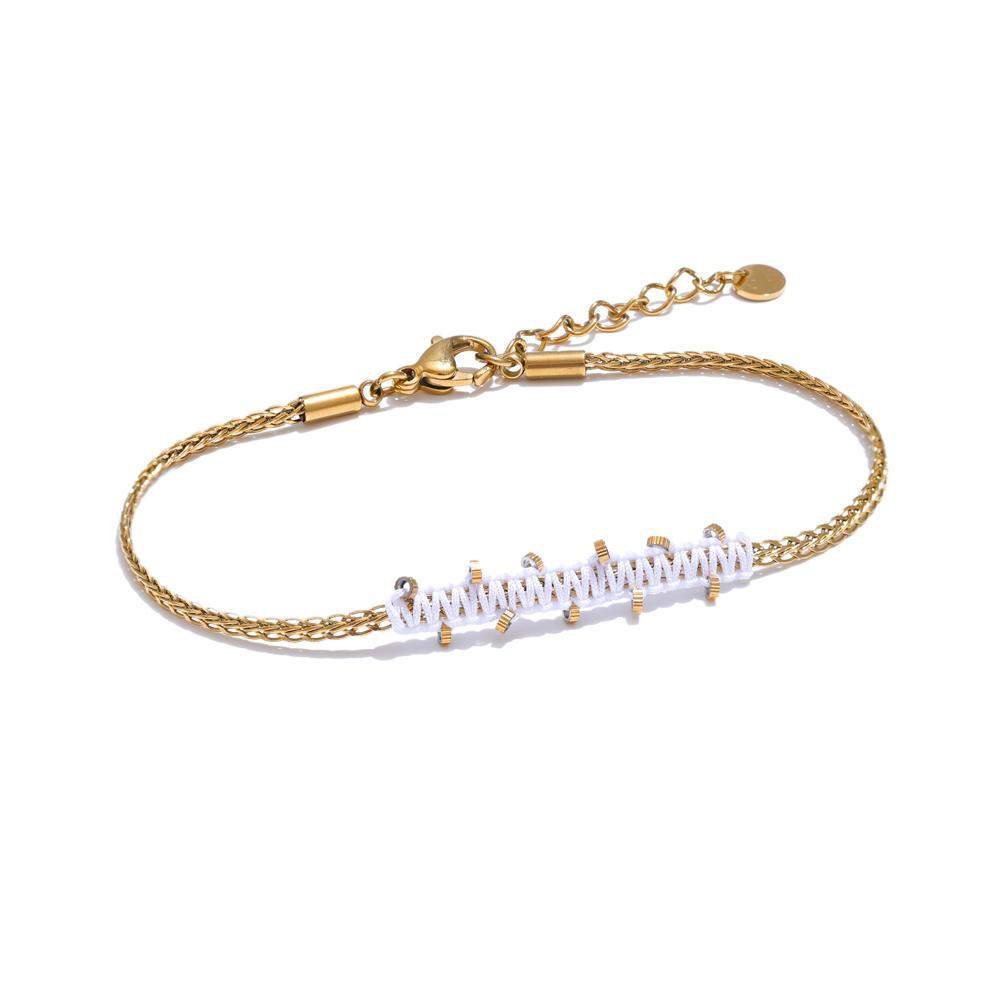 

Yhpup Waterproof Stainless Steel Multi-color Dainty Exclusive Handmade Braided Chain Bracelet Bangle Adjustable Fashion Jewelry