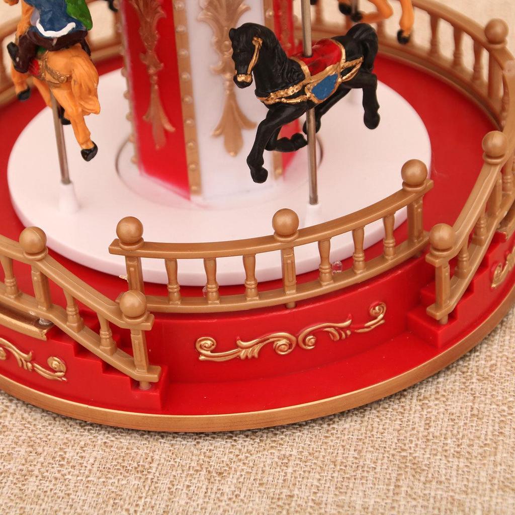 Glowing Music Wooden Horse Swing Christmas Ornament & Music Box Gift