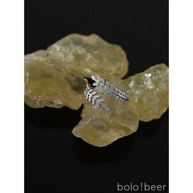 Bolo Simple European and American Style Open Adjustable Branches Leaf Ring Male Special-Interest Design Female Cold Ring Does Not Fade