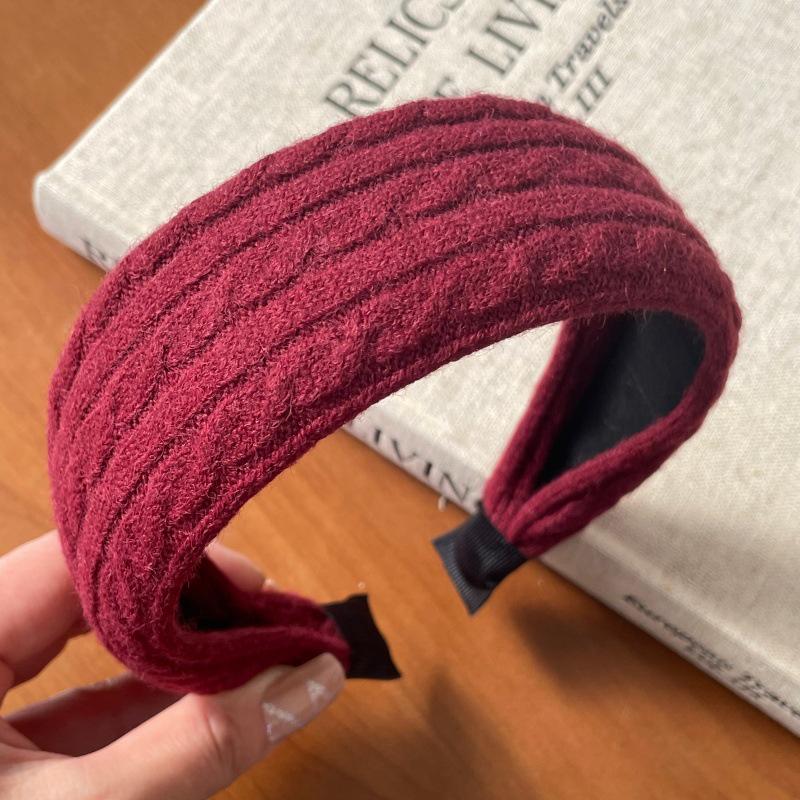 Koreanischer Wollstrick-Stirnreif mit breiter Krempe für Damen - Elegante Haarklammer für den Herbst/Winter.