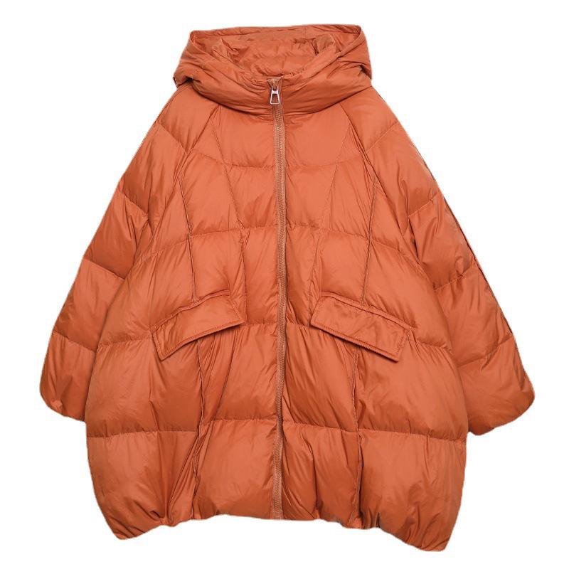 Winter Women White Duck Down Jacket Hooded Warm Oversize Puffer Coat Female Casual Loose Parkas Pocket Outwear