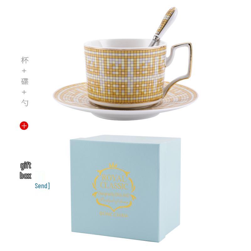 European Luxury Bone China Coffee Cup & Saucer Set - Elegant Afternoon Tea Ceramic Cup