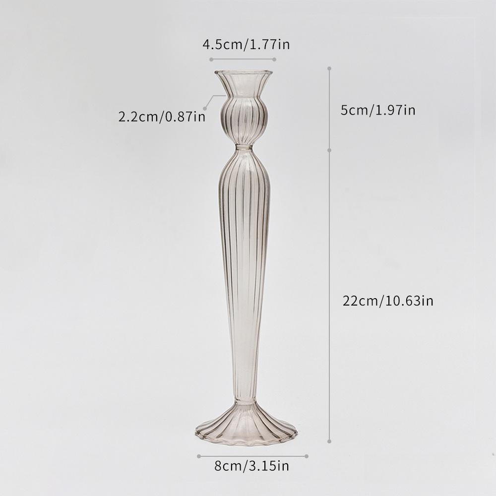 Creative Stripe French Glass Candlestick Candlelight Dinner Candle Stand Desktop Decoration Wedding Party Home Office Decor