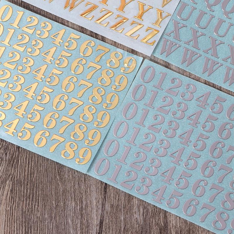 2Sheets Metal Digital Stickers 26 Letters Stickers DIY Decoration A-Z Stickers