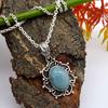 Natural Larimar Necklace 925 Sterling Silver Necklace, Long Chain Silver Design Necklace for Women