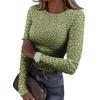 Women's  Slim Bottom T-shirt Fashion Casual Gradient Printing Round Neck Pullover Long Sleeve Top