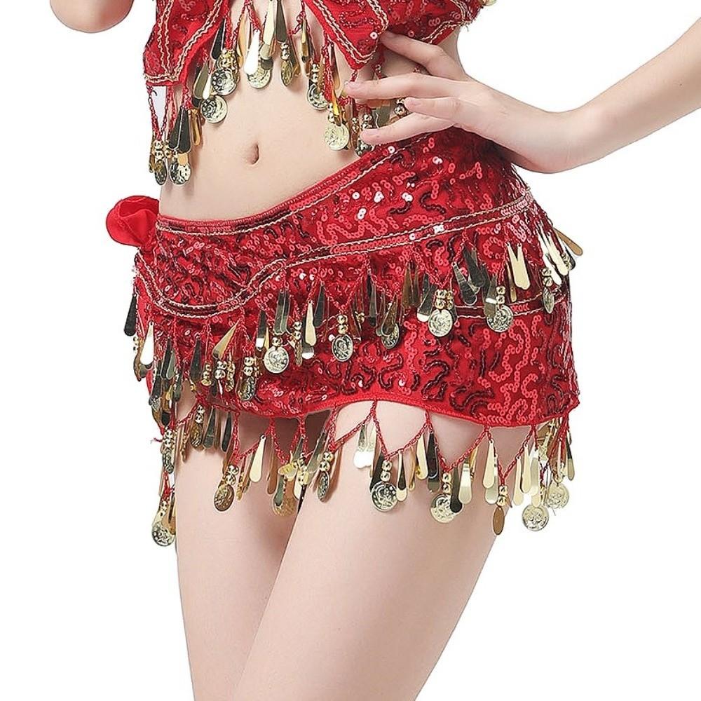 Glitter Sequins Belly Dance Waist Chain Hollow Bellydance Coins Belt Hip Scarf Skirt  Ladies