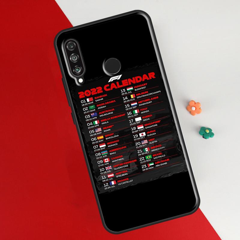 Calendar Formula Race Cars Circuits Case For Honor 50 8X 9X 10i Cover For Huawei P30 P40 Lite P50 P20 Pro P Smart 2019 Nova 5T