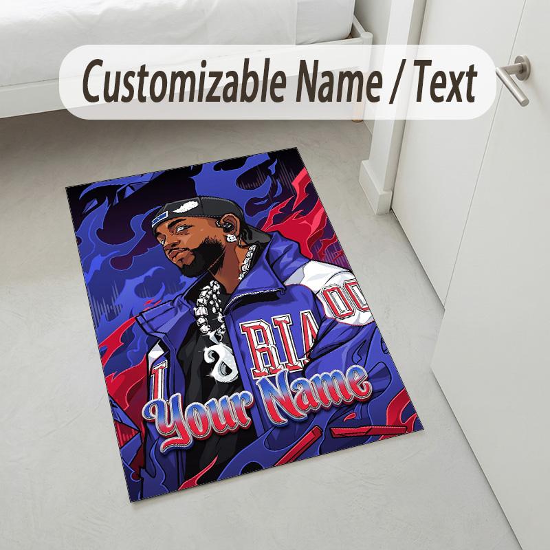 Personalized Crystal Velvet Carpet,Kendrick Lamar Custom Printed Name, Plush Area Rug For Home Indoor Decor