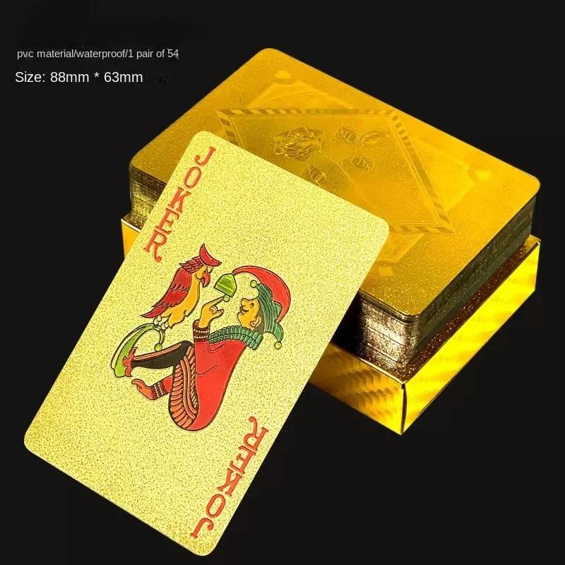 New 54 Black and Gold Plastic Playing Cards Waterproof Card Gift Collection Aluminum Foil Poker Set Practical Party Gifts