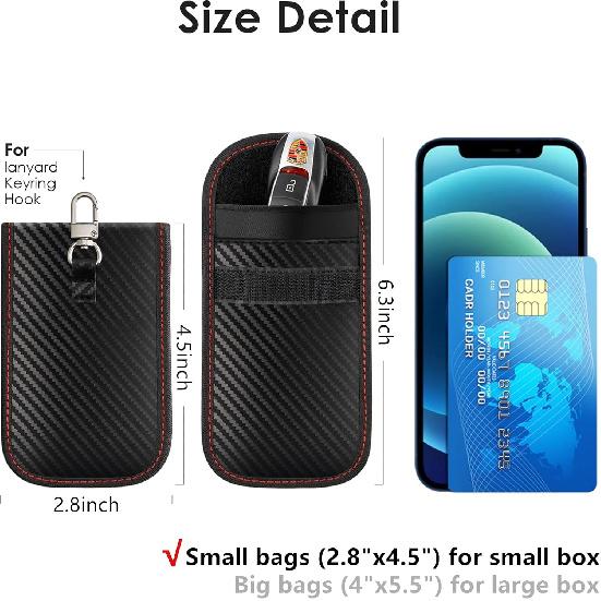 Faraday Key Fob Protector, Faraday Box For Car Keys With 2 PACK Faraday Bags, RFID Box For Car Keys, Car Key Signal Blocking Box Box For Car Security